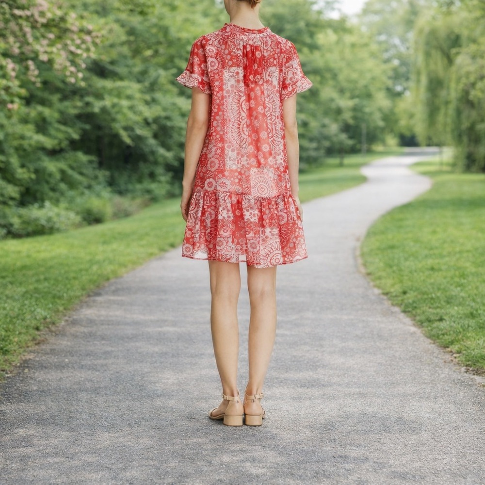 BELTAINE PATCHWORK PRINT DRESS - Picture 2 of 3
